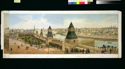 Het vondelingenhuis en Zamoskvoreche vanaf het Kremlin, uit een panorama van Moskou, gegraveerd door Philippe Benoist en Aubrun, uitgegeven door Lemercier, c.1840 door Dmitri Indieitzeff