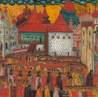 Processie van het Kruis ter Viering van de Geboorte van Peter de Grote, 1917 door Dmitri Semyonovich Stelletsky