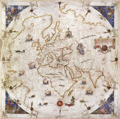 Portolaan Kaart van de Wereld, 1519 door Dolfin Bonaldo