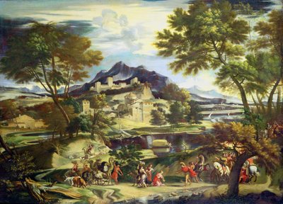 Ontmoeting van David en Abigail (olieverf op doek) door Domenichino (1581-1641) (circle of)