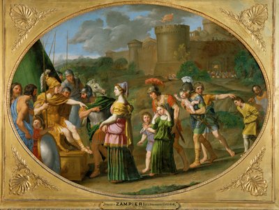 Timoclee gevangene amenee devant Alexandre - Timoclea wordt als gevangene voor Alexander de Grote geleid ... door Domenichino (1581-1641)