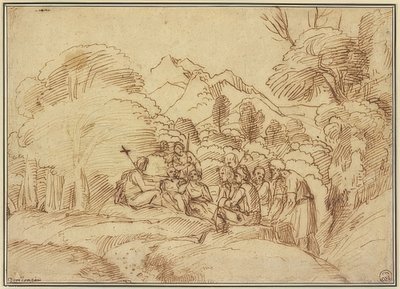 Johannes predikt in de woestijn door Domenichino