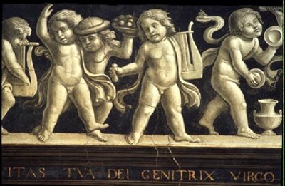Fries van Cherubijnen, uit de Geboorte van de Maagd (detail) door Domenico Ghirlandaio