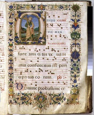Ms 540 f.3r Pagina met gehistorieerde initiaal 
