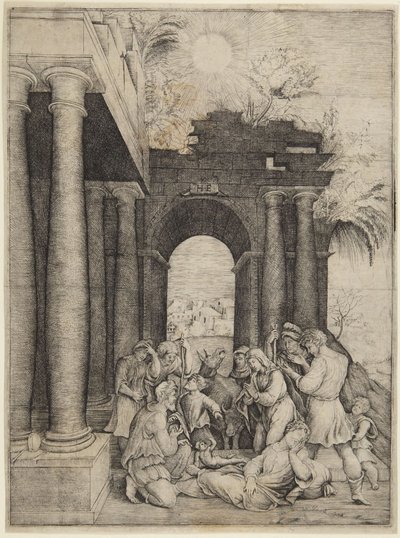 De aanbidding van de herders door Domenico Beccafumi