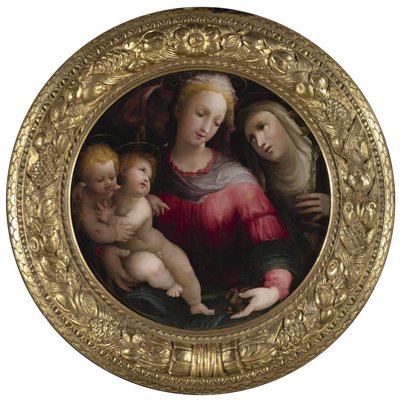 Madonna en kind met het kindje Johannes de Doper en de heilige Catharina van Siena door Domenico Beccafumi