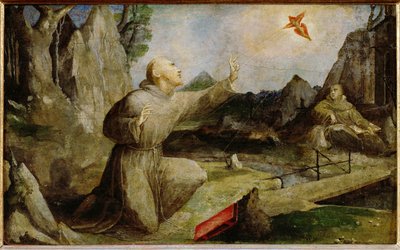 Franciscus van Assisi ontvangt de stigmata op ... door Domenico Beccafumi