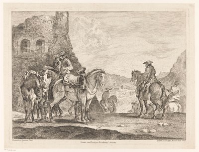 Ruiters bij een ruïne door Domenico Bernardo Zilotti