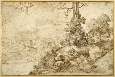 Landschap met astrologie door Domenico Campagnola
