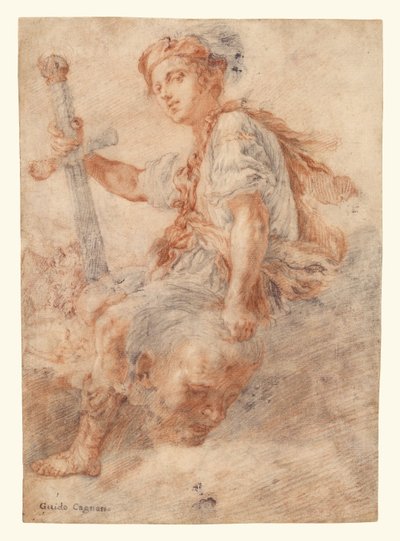 David met het hoofd van Goliath (recto); Twee studies, één van een vrouw (verso) door Domenico Fetti