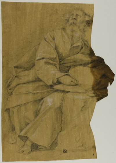 Evangelist schrijft aan bureau door Domenico Fiasella