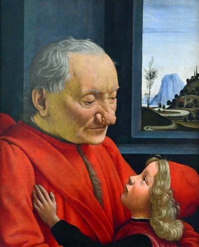 Italiaans: Ritratto di vecchio con nipote Een oude man en zijn kleinzoon door Domenico Ghirlandaio