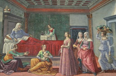 De Geboorte van Johannes de Doper door Domenico Ghirlandaio