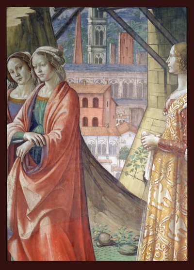 De Visitatie (detail) door Domenico Ghirlandaio