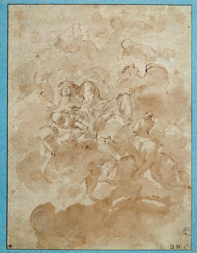 Jupiter vertrouwt Bacchus toe aan Mercurius door Domenico Maria Canuti