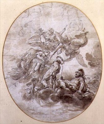 De apotheose van Hercules, ontwerp voor een plafondfresco voor het Palazzo Pepoli in Bologna door Domenico Maria Canuti