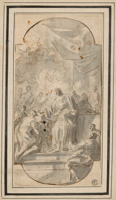 Christus die de communie geeft (De instelling van de Eucharistie) door Domenico Mondo