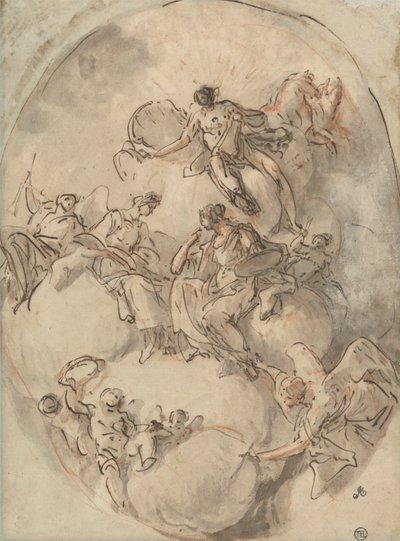 Studie voor Plafond: Apollo en andere Figuren door Domenico Mondo