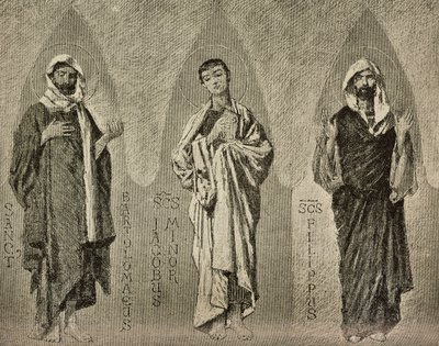 Heiligen Bartholomeus, Jakobus de Mindere en Filippus, cartoons voor mozaïek in de kathedraal van Amalfi door Domenico Morelli