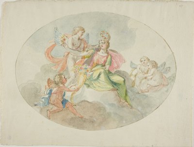 Allegorie op overvloed (schets voor een plafondschildering) door Domenico Pozzi