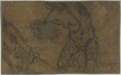 Twee Mannelijke Figuren in Beweging (verso) door Domenico Tintoretto