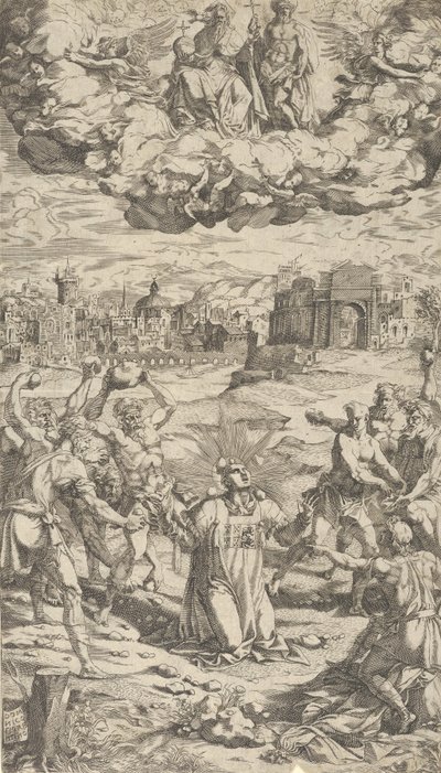 De Steniging van Sint Stefanus, 16e eeuw door Domenico del Barbiere