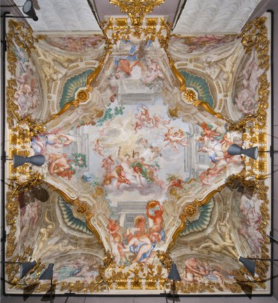 Plafond met de allegorie van de herfst, Bacchus, Hal van de Herfst door Domenico the Elder Piola