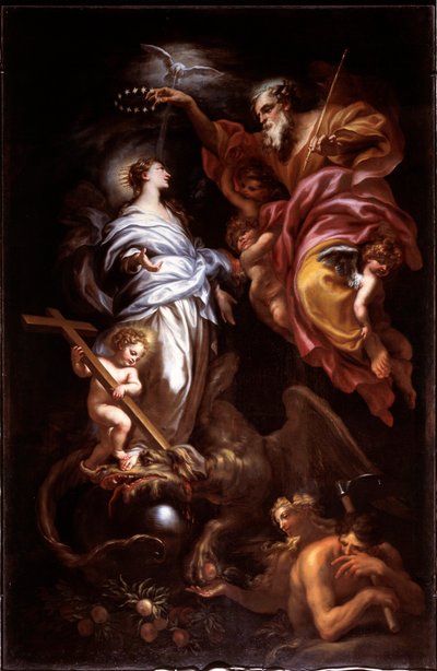 Onbevlekte Maagd en Heilige Vader (olieverf op doek) door Domenico the Elder Piola