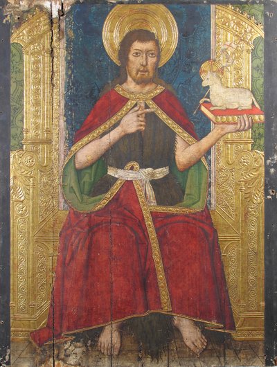 Paneel met Sint-Jan de Doper op de troon van Retabel, 15e eeuw door Domingo Ram