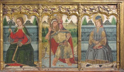 Predella-paneel met Sint-Brigida, Sint-Christoffel en Sint-Kilian van Retabel door Domingo Ram