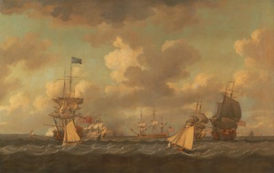 Engelse schepen voor anker in een frisse bries door Dominic Serres