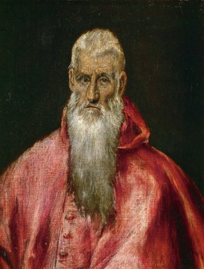 Sint Hiëronymus als kardinaal, ca. 1600-1610 door Dominico El Greco