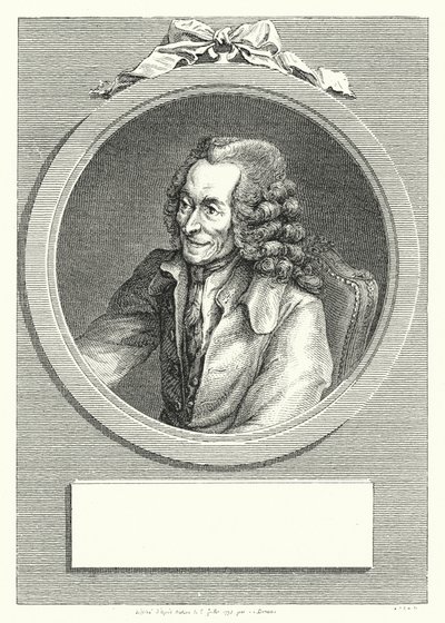 Voltaire, Franse Verlichtingsschrijver en filosoof (gravure) door Dominique Vivant (after) Denon