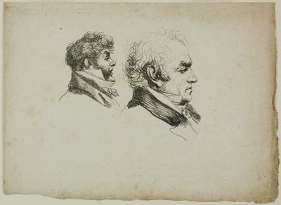 Profielportret van de drukkers Brunet en Lasteyrie door Dominique Vivant Denon