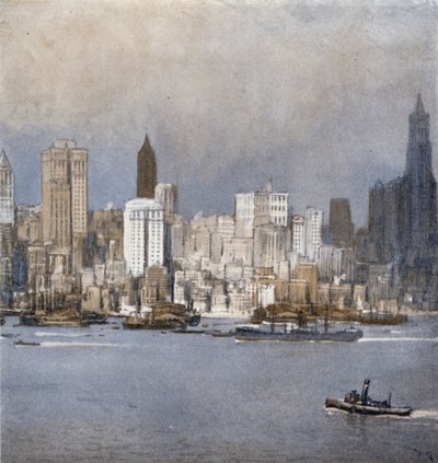 New York vanuit de baai door Donald (after) Maxwell