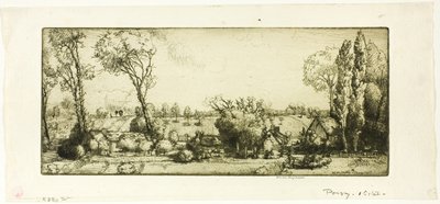 Landschap, Poigny door Donald Shaw MacLaughlan