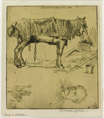Plaat met schetsen door Donald Shaw MacLaughlan