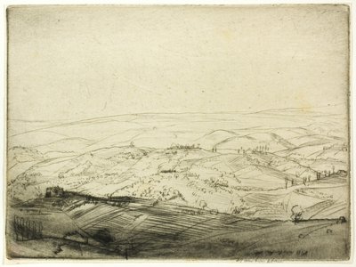 Schets van de muren van San Gimignano door Donald Shaw MacLaughlan