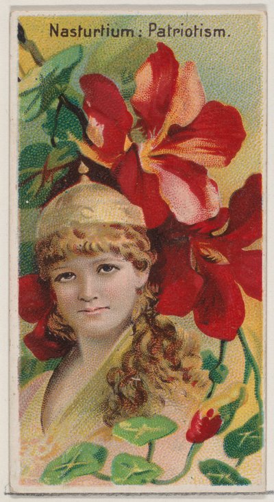 Oost-Indische Kers: Patriottisme, uit de serie Bloemen Schoonheden en Taal van Bloemen N75 voor ..., 1892 door Donaldson Brothers