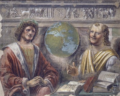 Heraclitus en Democritus (detail) door Donato Bramante