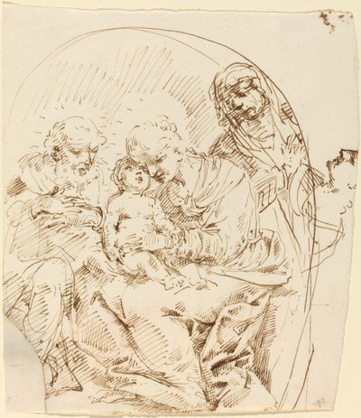 Heilige Familie met Sint-Anna en Vrouwelijk Hoofd in Profiel door Donato Creti