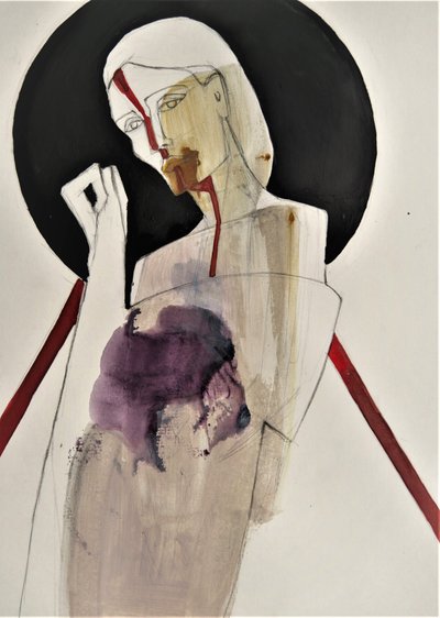 Abstract rouwportret door Doris Schmitz