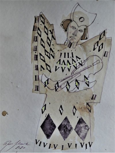Engelachtige geometrische muzikant door Doris Schmitz