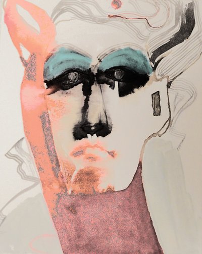 Gedurfd abstract portret door Doris Schmitz