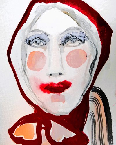 Portret van Red Hood in vetgedrukte letters door Doris Schmitz