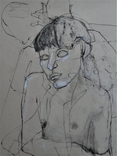Naaktfiguur in houtskool door Doris Schmitz