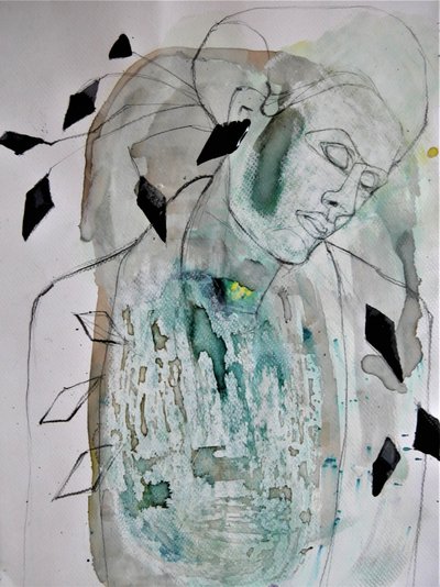 Contemplatief groen portret door Doris Schmitz