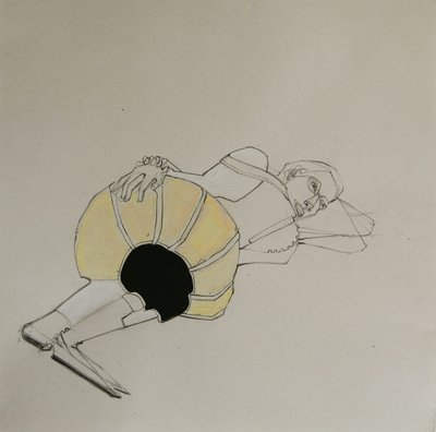 Contemplatieve gele figuur door Doris Schmitz