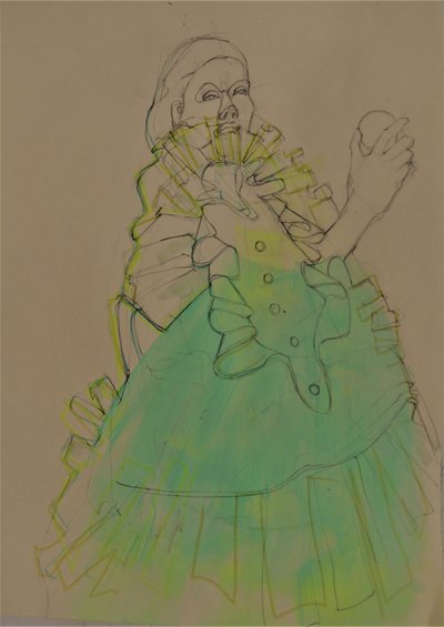 Elegante vrouw – groene schets door Doris Schmitz