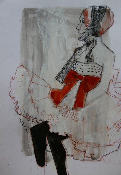 Elegante vrouw met rode strik door Doris Schmitz